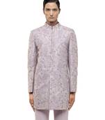 Purple embroidered silk sherwani set