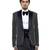 Black embroidered woolen blends tuxedo set