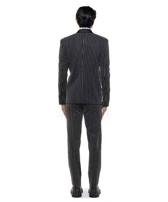 Black embroidered woolen blends tuxedo set 4