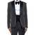 Black embroidered woolen blends tuxedo set