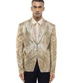 Gold embroidered silk tuxedo set