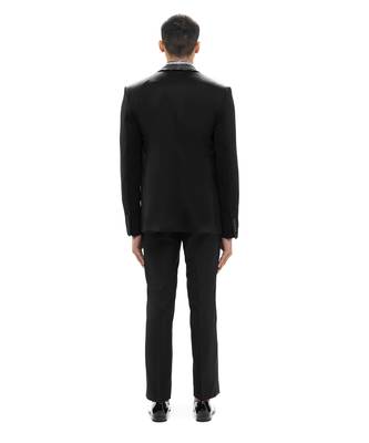 Black embroidered velvet tuxedo set 4