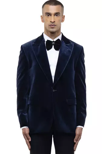 Blue velvet tuxedo set