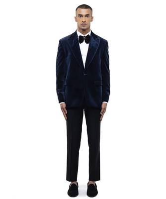 Blue velvet tuxedo set 2