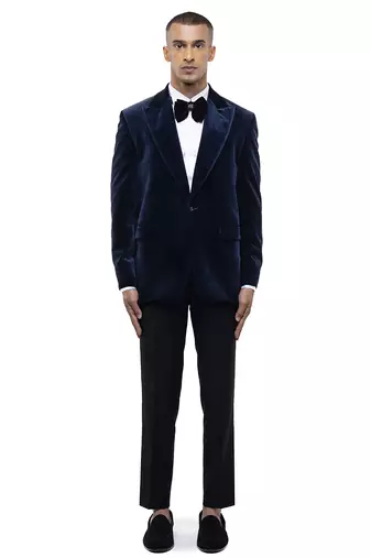 Blue velvet tuxedo set