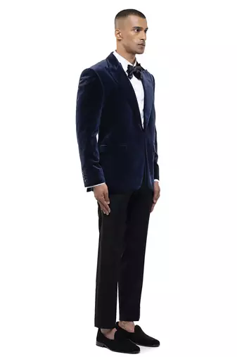 Blue velvet tuxedo set
