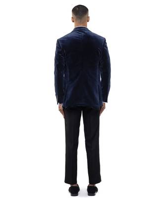 Blue velvet tuxedo set 4