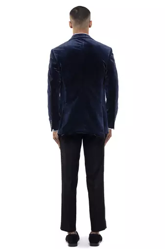 Blue velvet tuxedo set