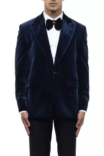 Blue velvet tuxedo set