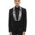 Black embroidered woolen blends tuxedo set