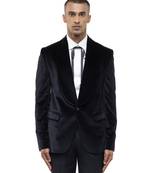 Black embroidered cotton tuxedo set
