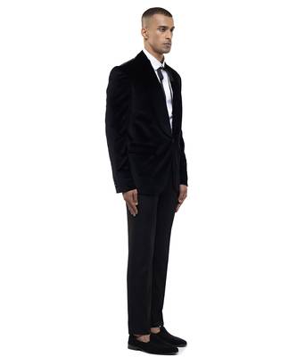 Black embroidered cotton tuxedo set 3