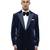 Blue embroidered velvet tuxedo set