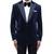 Blue embroidered velvet tuxedo set