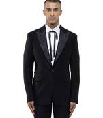 Black embroidered cotton tuxedo set