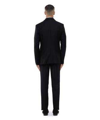 Black embroidered cotton tuxedo set 4