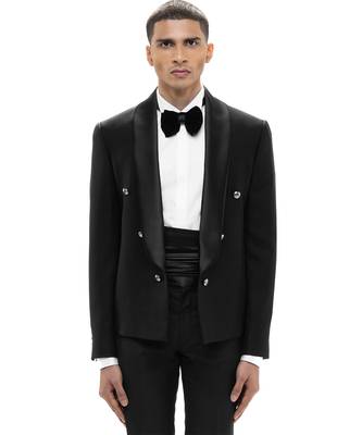 Black wool tuxedo set 1