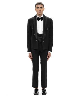 Black wool tuxedo set 2