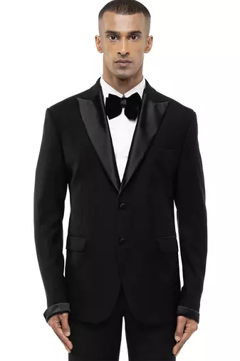 Black satin tuxedo set