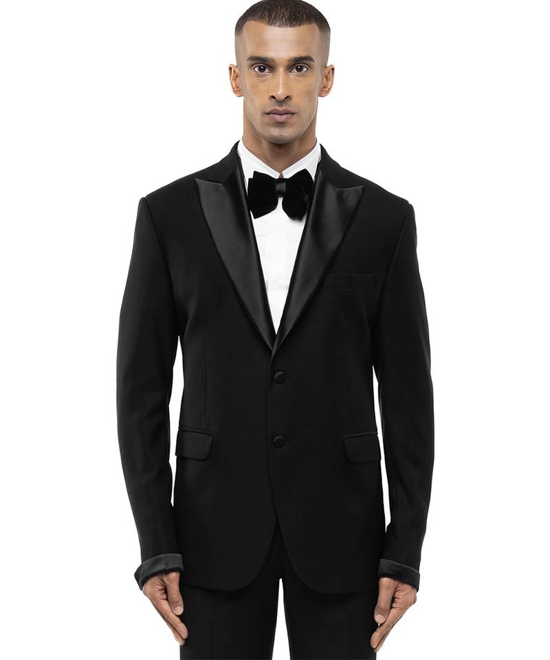Black satin tuxedo set