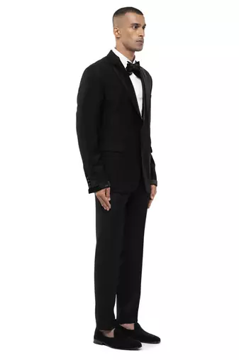 Black satin tuxedo set