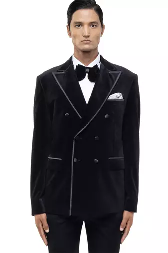 Black velvet tuxedo set