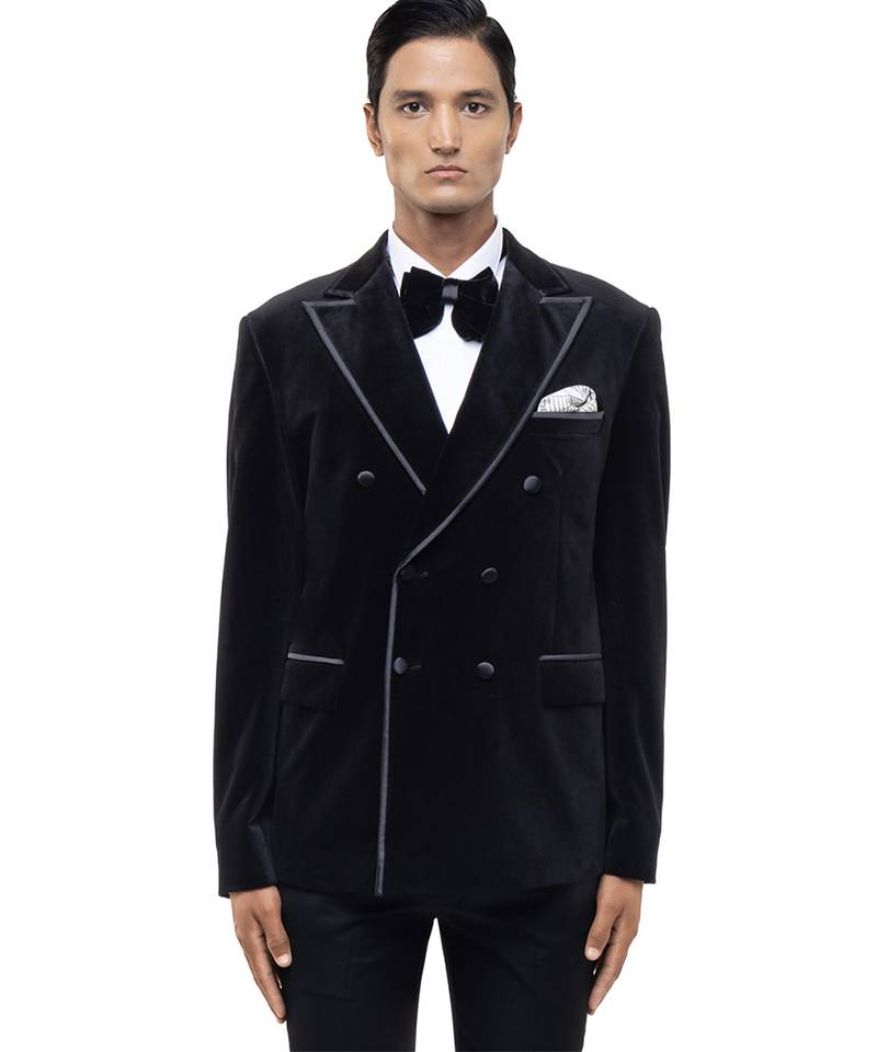 Black velvet tuxedo set