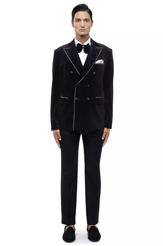 Black velvet tuxedo set