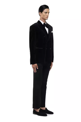 Black velvet tuxedo set