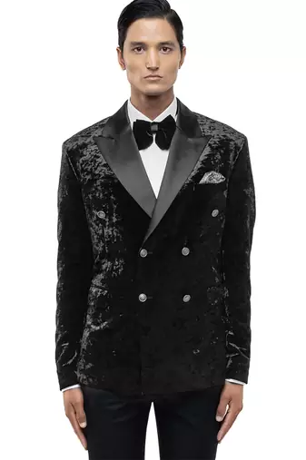 Black velvet tuxedo set