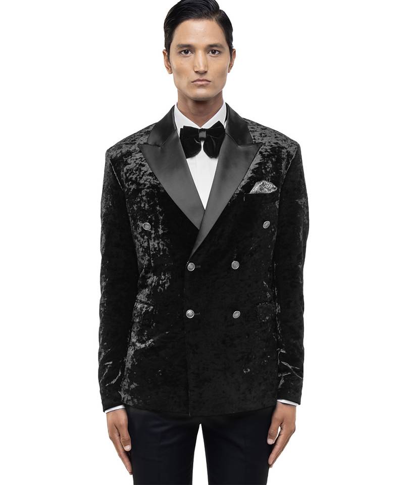 Black velvet tuxedo set