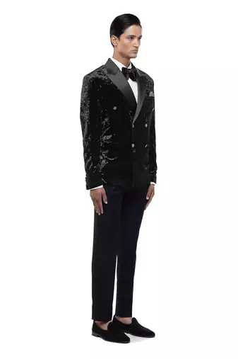 Black velvet tuxedo set