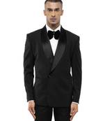Black woolen blends tuxedo set