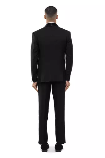 Black woolen blends tuxedo set