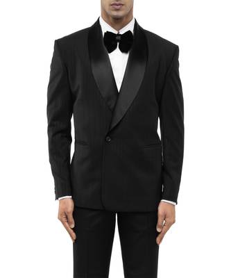 Black woolen blends tuxedo set 5