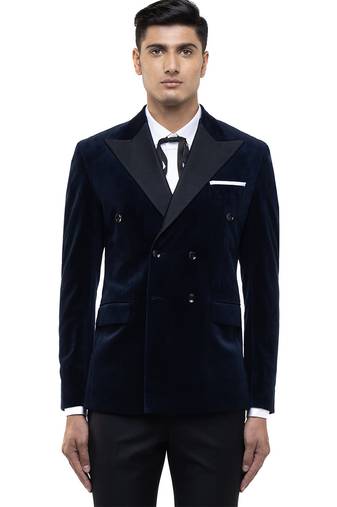 Blue velvet tuxedo set