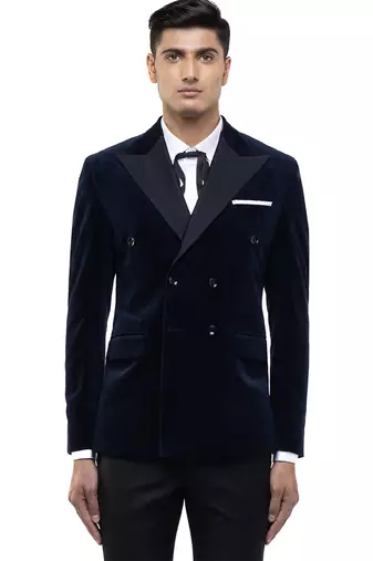 Blue velvet tuxedo set