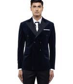 Blue velvet tuxedo set