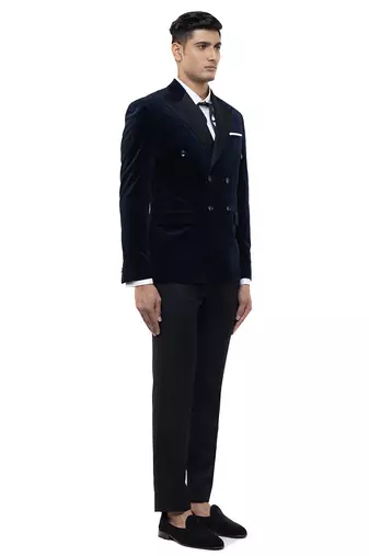 Blue velvet tuxedo set