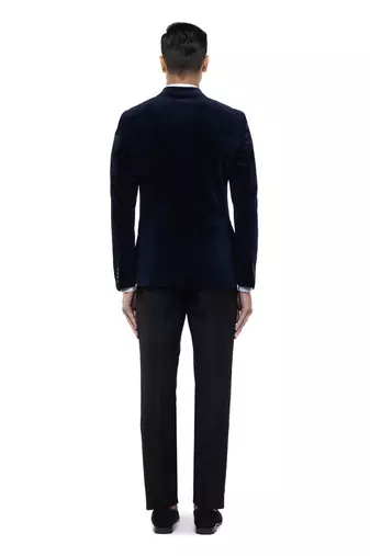 Blue velvet tuxedo set