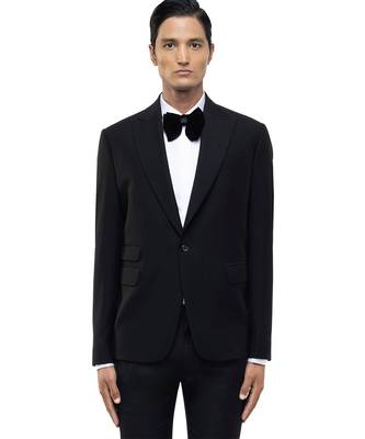 Black woolen blends tuxedo set 1