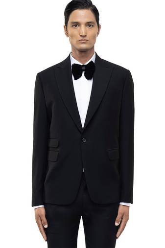 Black woolen blends tuxedo set