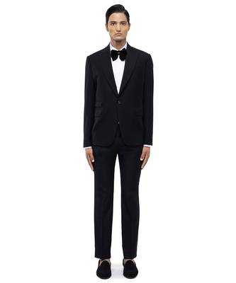 Black woolen blends tuxedo set 2