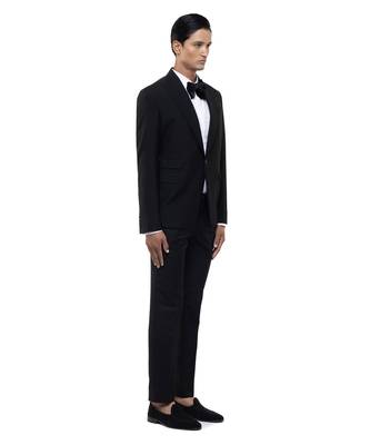 Black woolen blends tuxedo set 3