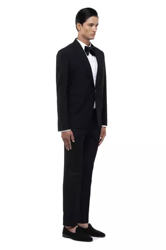 Black woolen blends tuxedo set