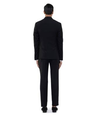 Black woolen blends tuxedo set 4