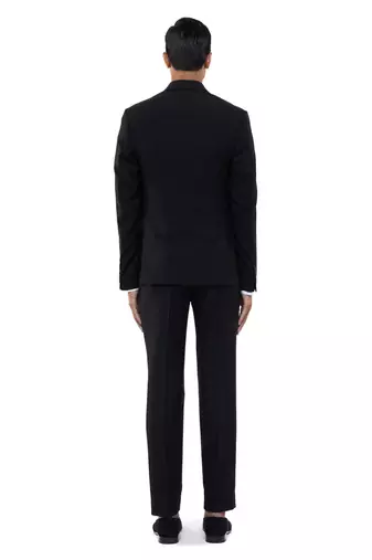 Black woolen blends tuxedo set