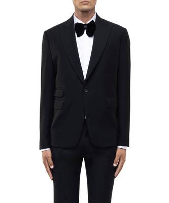 Black woolen blends tuxedo set 5