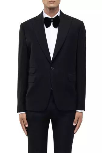 Black woolen blends tuxedo set