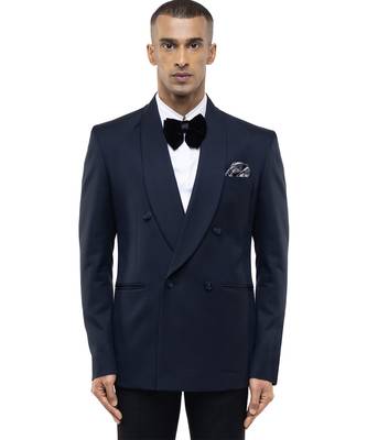 Blue woolen blends tuxedo set 1